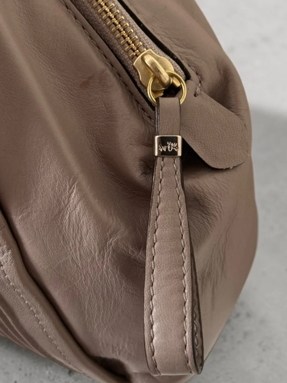 Coach Madison Cafe Carryall Shoulder Bag -Pintuck, Pleated Leather- Grey Birch - Picture 8 of 12